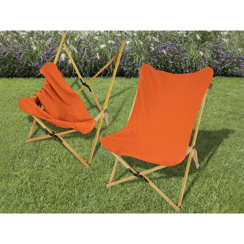 Chaise longue Tofte - chaise relax de camping - pliable - Max. 120 kg - Orange