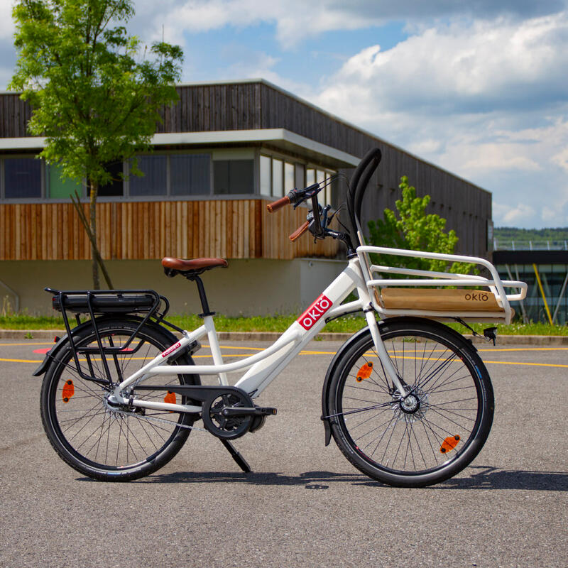 Vélo cargo compact électrique - Familéö 3 vitesses Blanc + accessoires  enfant