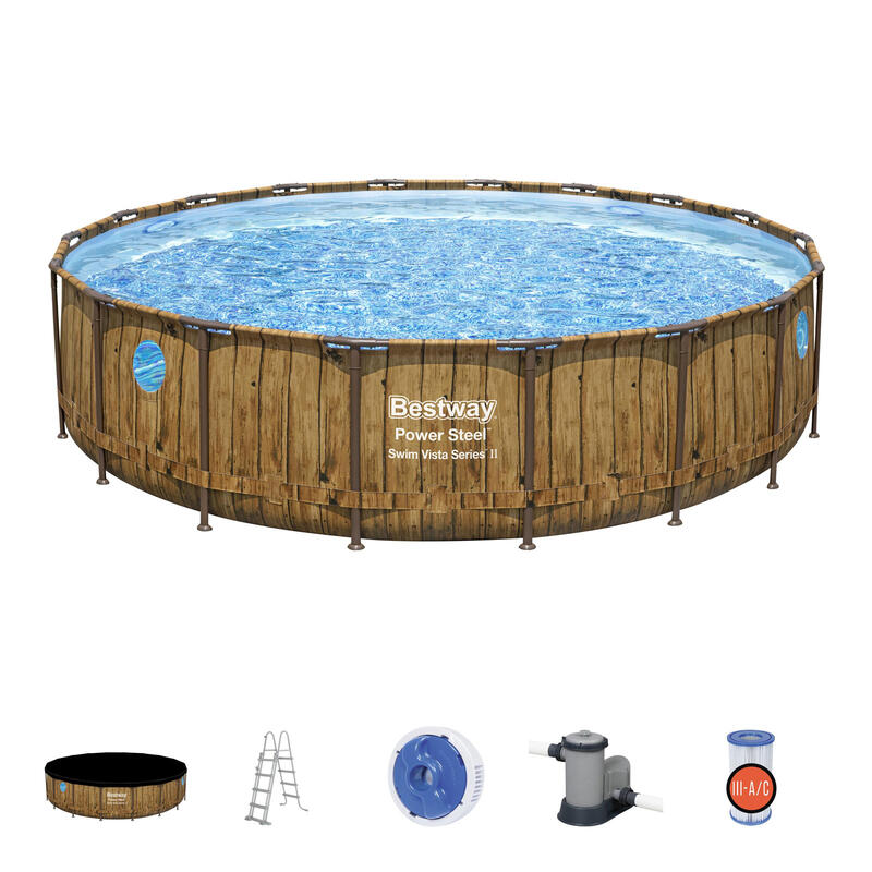 Bestway BORA BORA Rattan fémvázas medence szett ablakkal 5.49m x 1.22m