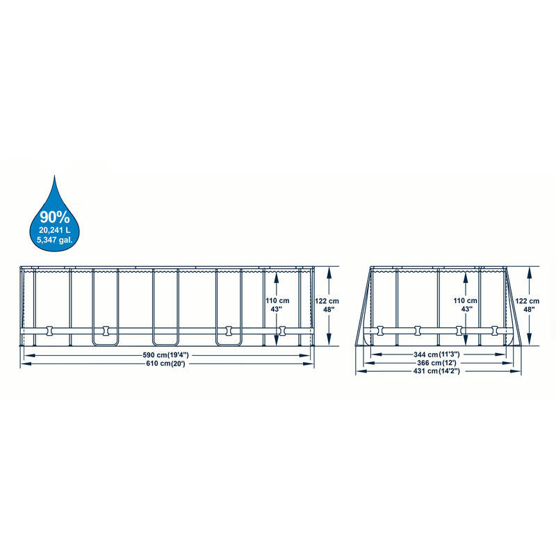 Bestway ESPIRITU fa hatású ovális fémvázas medence szett 610 x 366 x 122 cm