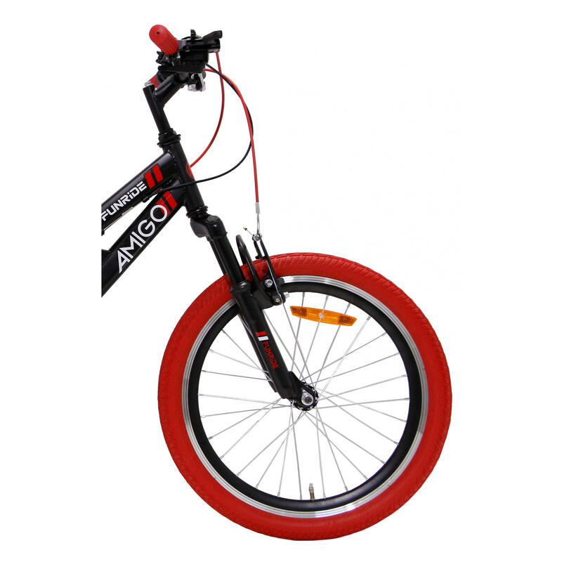 AMIGO Vélo garçon Fun Ride 20 Pouces 33 cm Junior 7SP V-Brake Noir/Rouge
