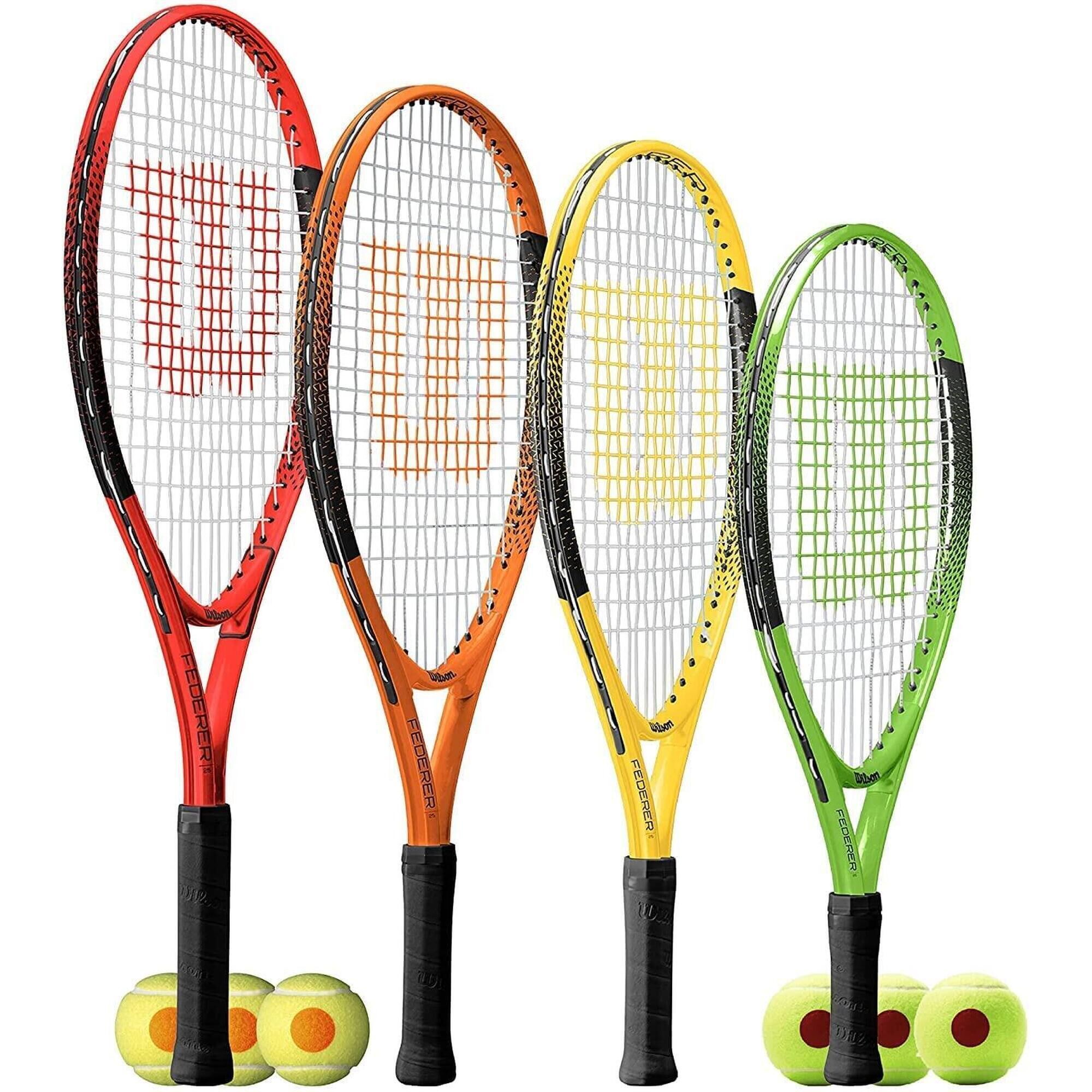 WILSON Wilson Federer Junior Tennis Racket & 3 Tennis Balls (Sizes 19"- 25")