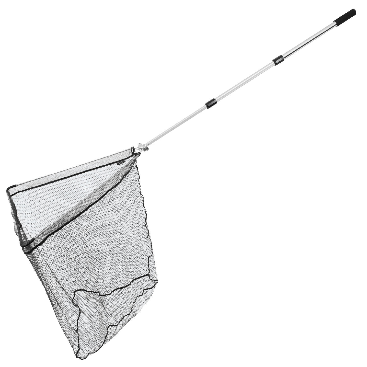 Sturdy landing net | Telescopic | XXL rubberized net | 250 cm | Silver