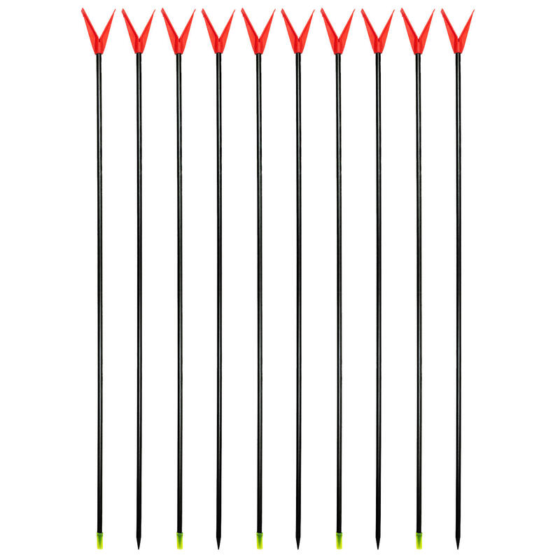 Suporte de cana em "fibra" com entalhe para linha | 10 peças | 75 cm | Vermelho