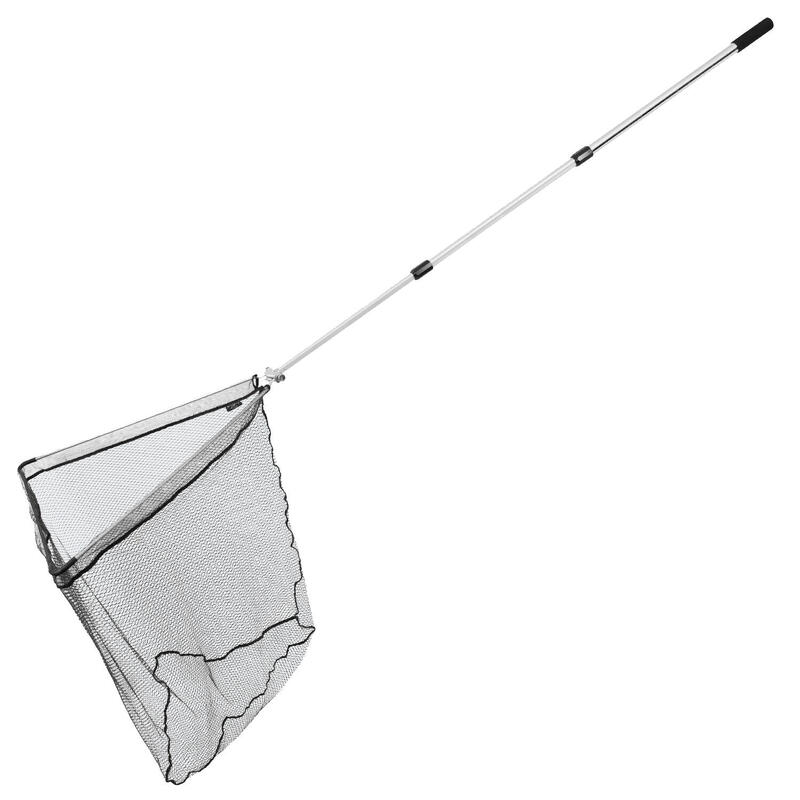 Relaxdays Guadino da Pesca, Asta Telescopica 60-130 cm, Pieghevole,  Leggero, Stabile, Rete D: 36 cm, Nero-Argento