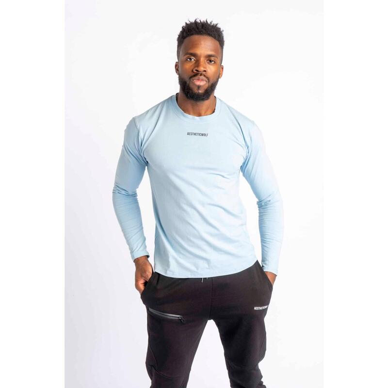 Core Scoop T-Shirt Manches Longues - Fitness - Homme - Bleu Layette