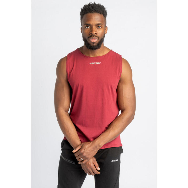 Core Scoop ärmellose T-Shirt - Fitness - Herren - Rot