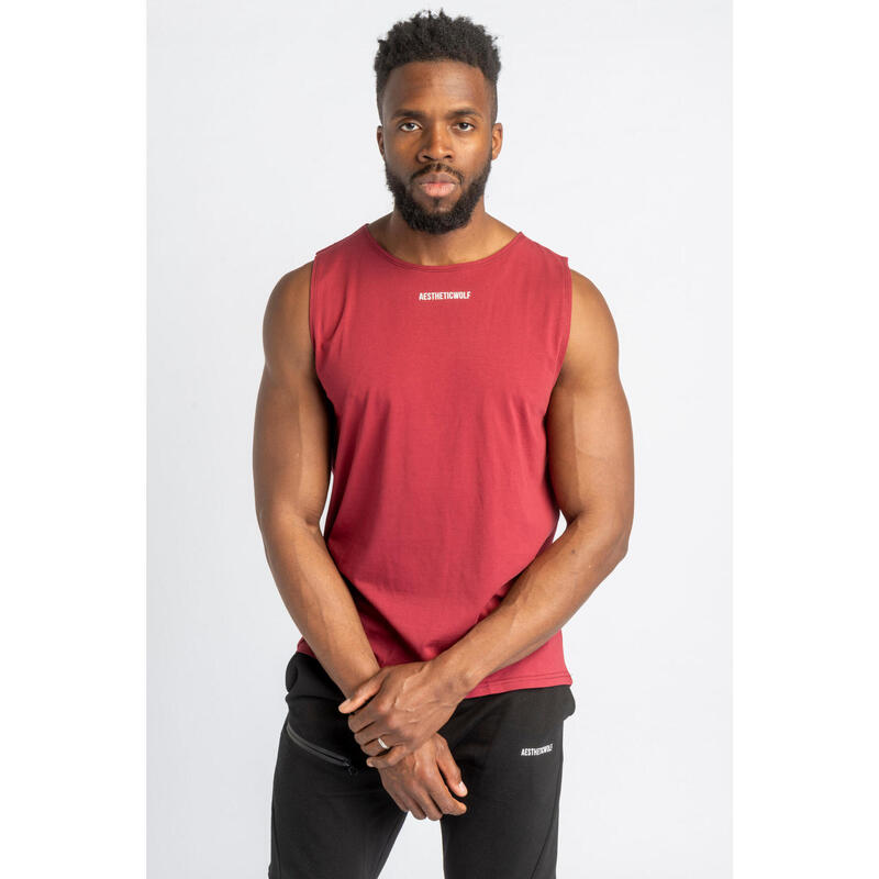 Core Scoop T-shirt Senza Maniche - Aesthetic Wolf - Uomo - Fitness - Rosso