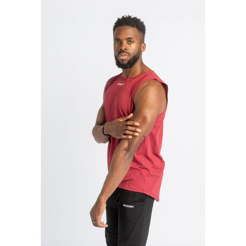 Core Scoop ärmellose T-Shirt - Fitness - Herren - Rot