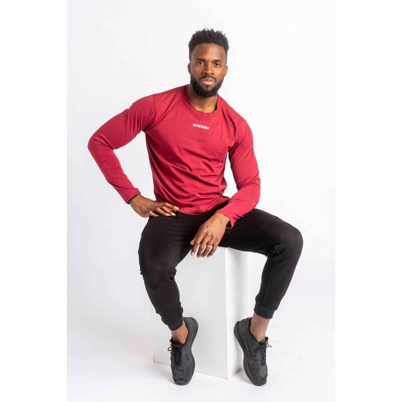 Core Scoop T-Shirt Manches Longues - Fitness - Homme - Rouge