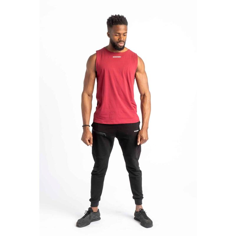 Core T-Shirt Sem Mangas - Fitness - Homens - Vermelho