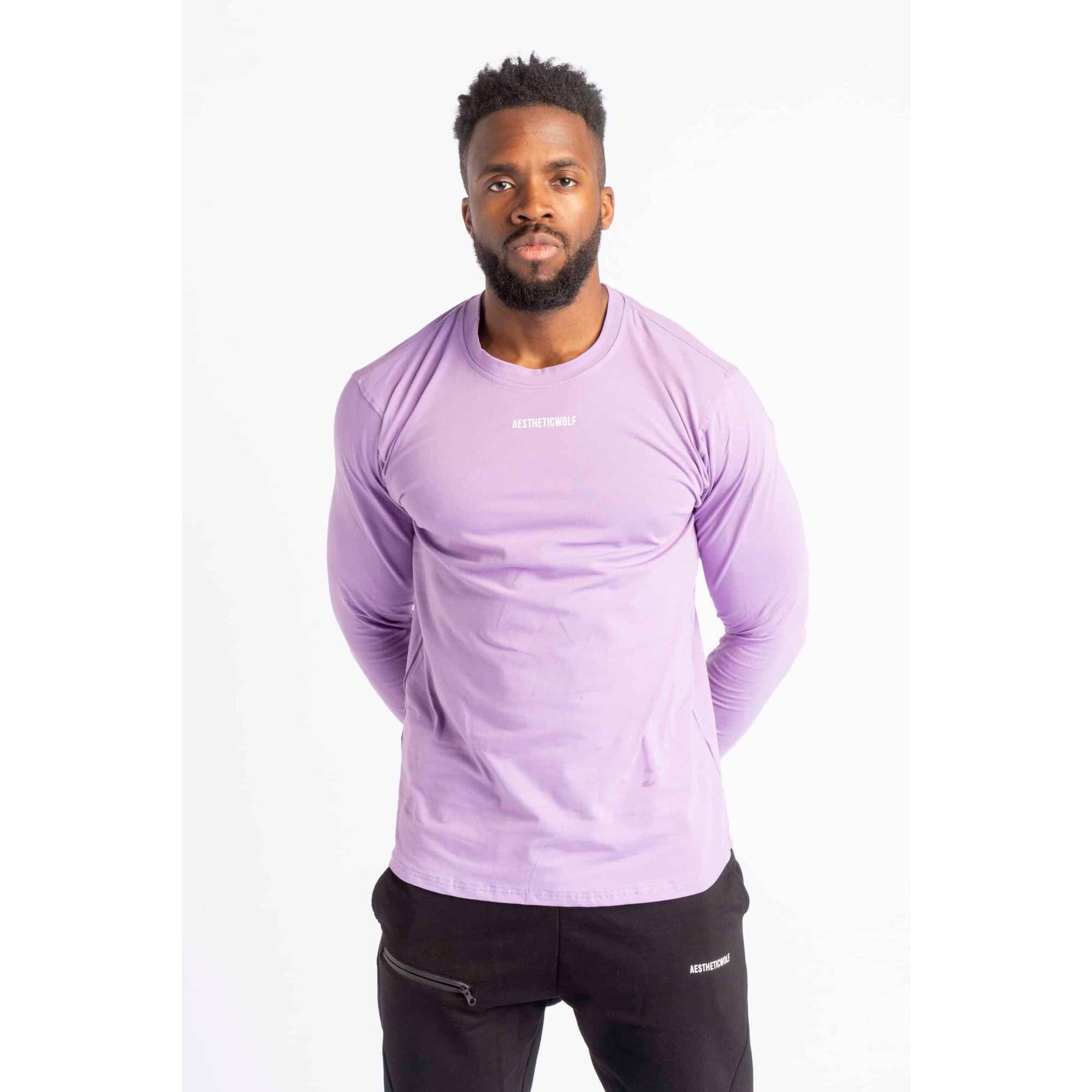 Core Scoop T-Shirt Manica Lunga - Aesthetic Wolf - Uomo - Fitness - Lila |  Aesthetic Wolf