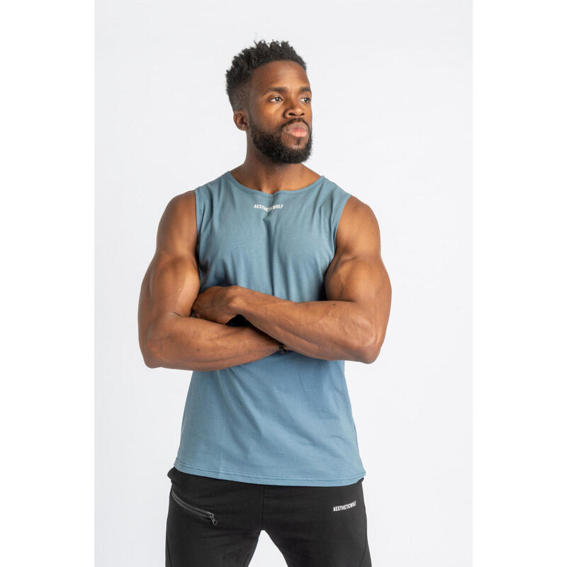 Core Scoop T-Shirt Sem Mangas - Fitness - Homens - Azul