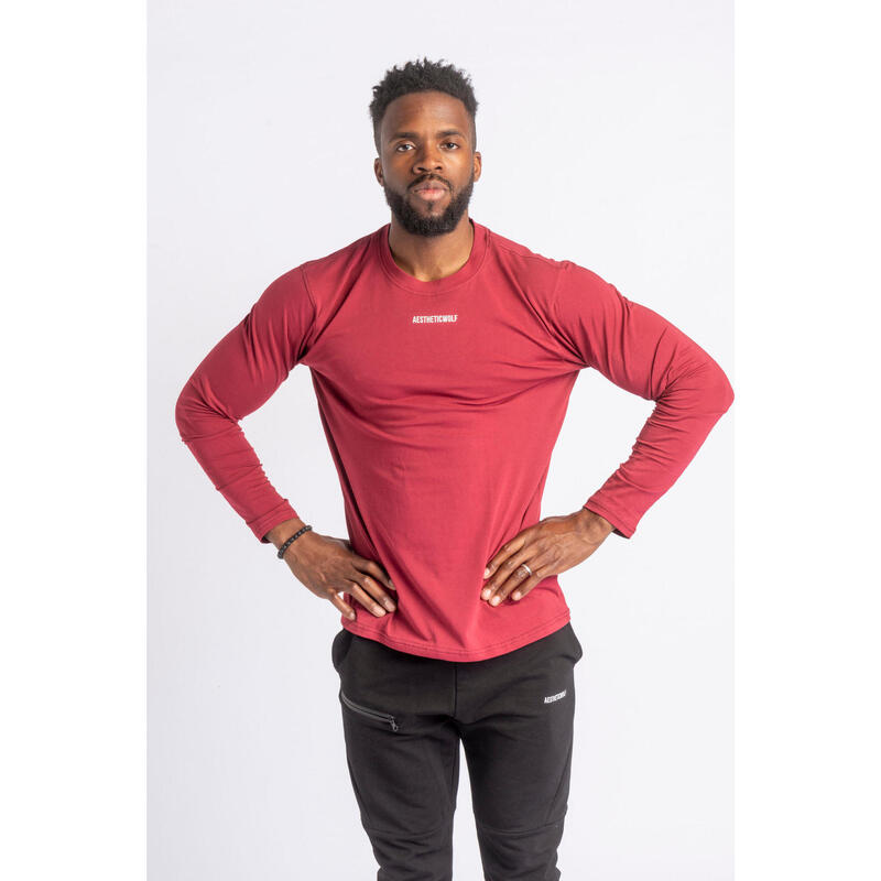 Core Camisa De Manga Larga - Fitness - Hombre - Roja