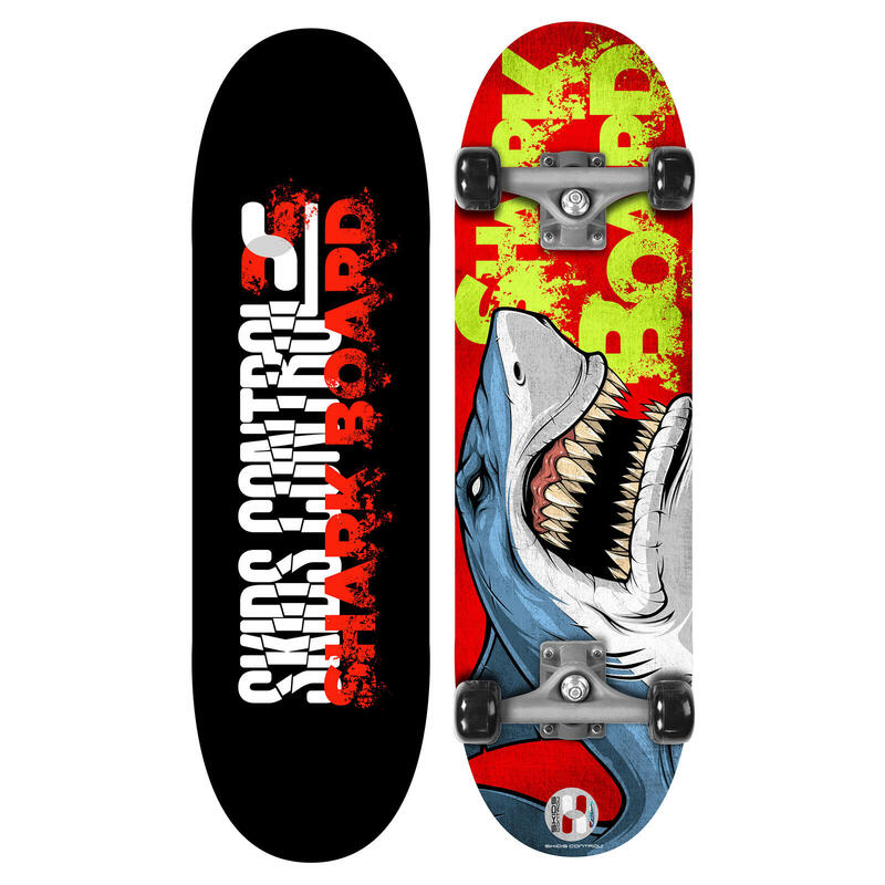 Pakistan Ster echo SKIDS CONTROL Skateboard Shark 71 x 20 hout/PVC rood/blauw | Decathlon