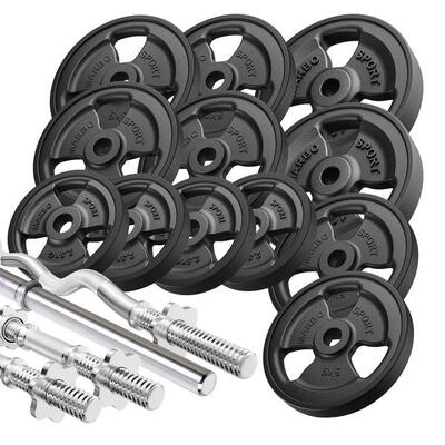 Set di barre rinforzate e pesi gommati 83 kg