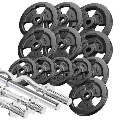 Verstevigde halter en halterschijven set 83 kg