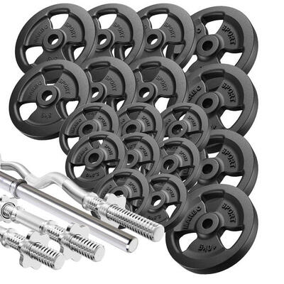 Verstevigde halter en halterschijven set 113 kg