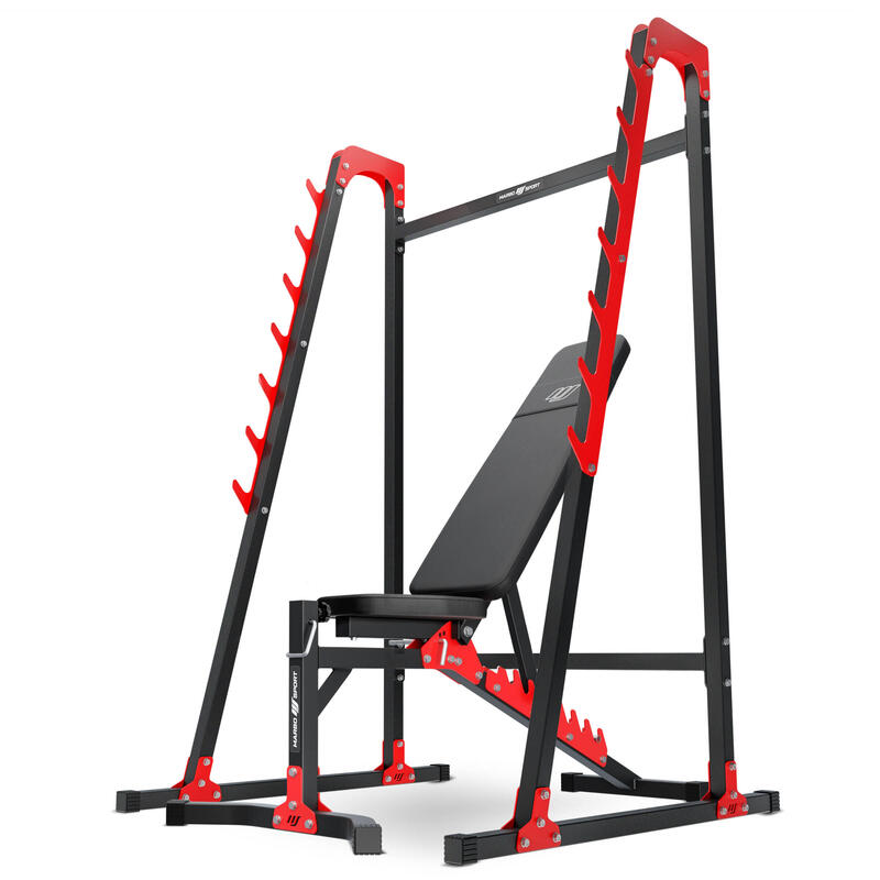 Zestaw do treningu siłowego Marbo Sport ławka regulowana i stojaki pod sztangę