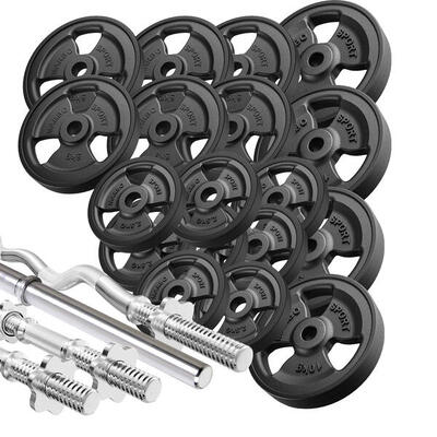 Set di barre rinforzate e pesi gommati 113 kg