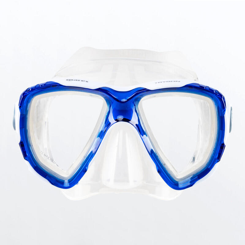 Masque et Tuba de Snorkeling Combo Trygon Adulte Bleu Blanc Transparent