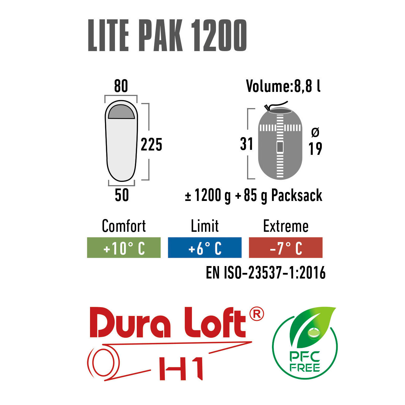 Saco Cama High Peak Lite Pak 1200 4/7