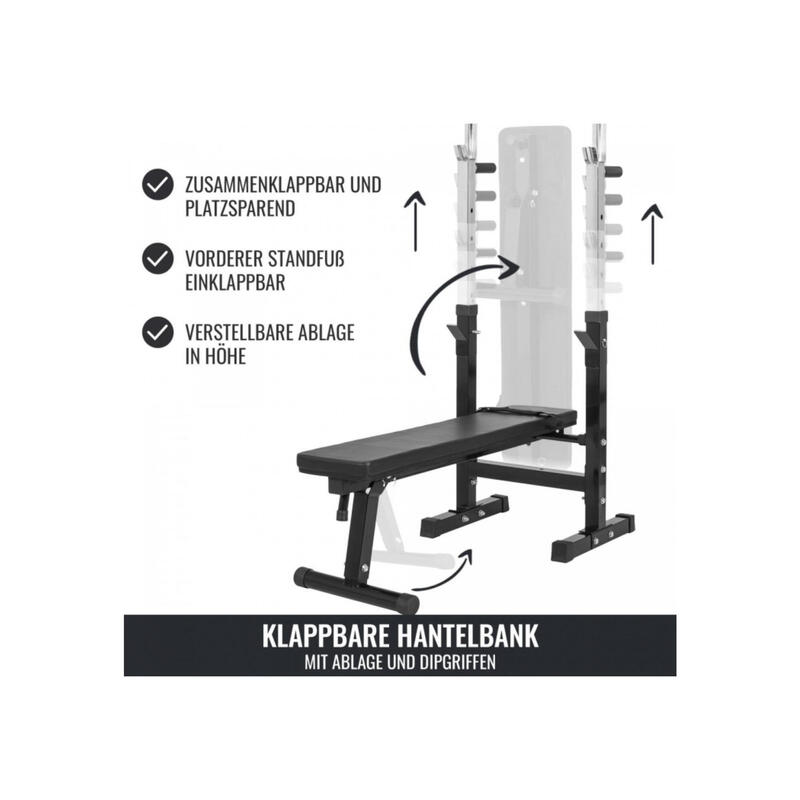 Halterbank Zwart met 100 kg Halterset - Fitnessbank - Halter met gewichten -