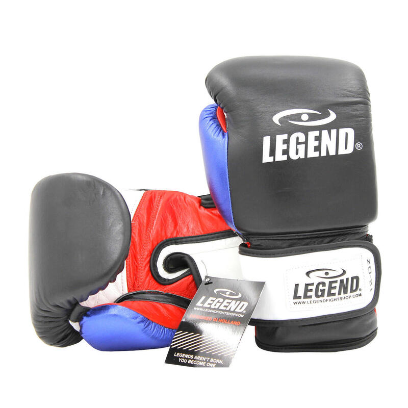 Gants de Boxe Legend Power Homme/Femme Cuir Noir-Bleu-Rouge