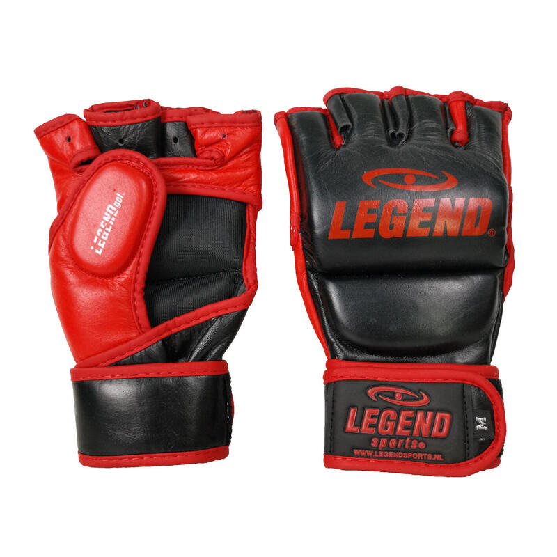 Bokszak / MMA Handschoenen Heren/Dames Zwart-Rood Leer - Maten: L