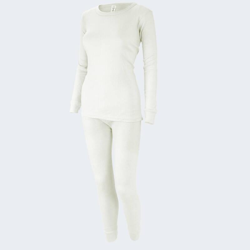 Thermounterwäsche Damen Set | Unterhemd + Unterhose | Innenfleece | Creme