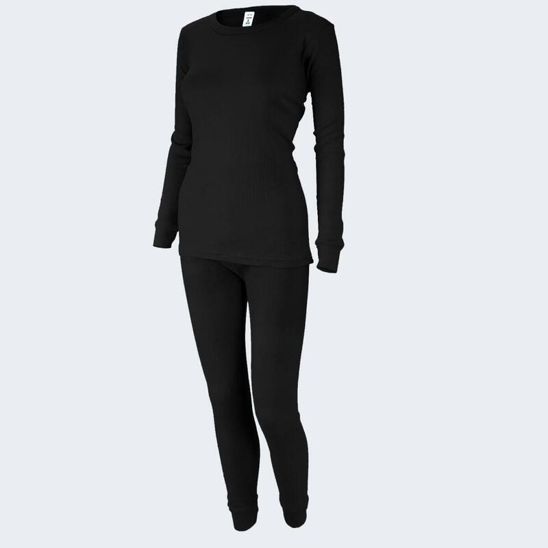Thermounterwäsche Damen Set | Unterhemd + Unterhose | Innenfleece | Schwarz