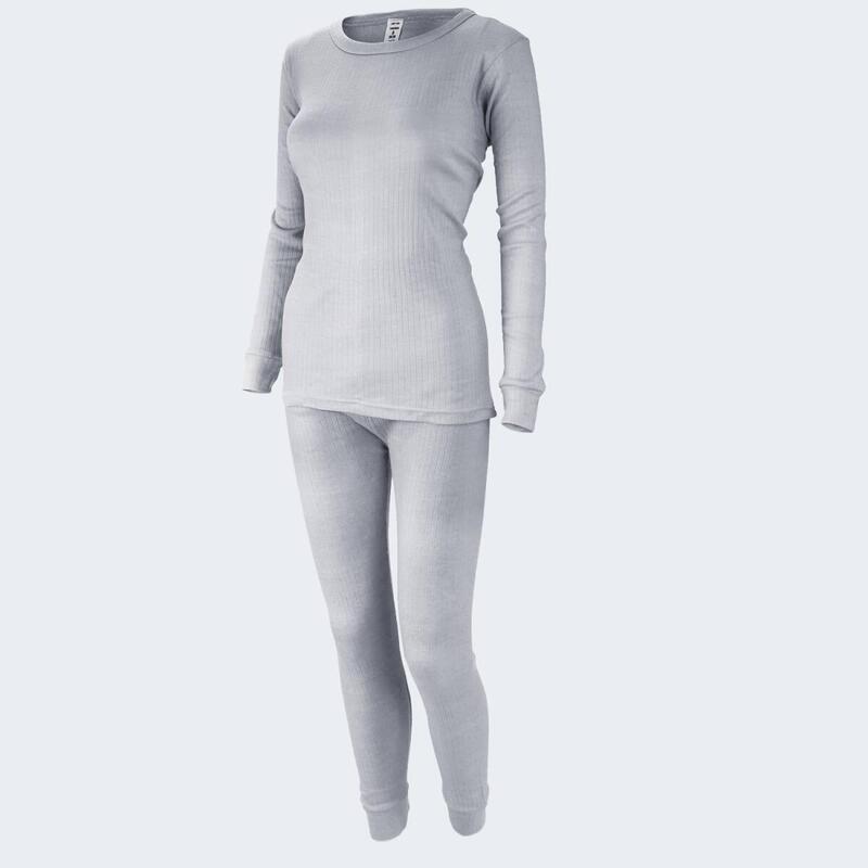 Thermounterwäsche Damen Set | Unterhemd + Unterhose | Innenfleece | Grau