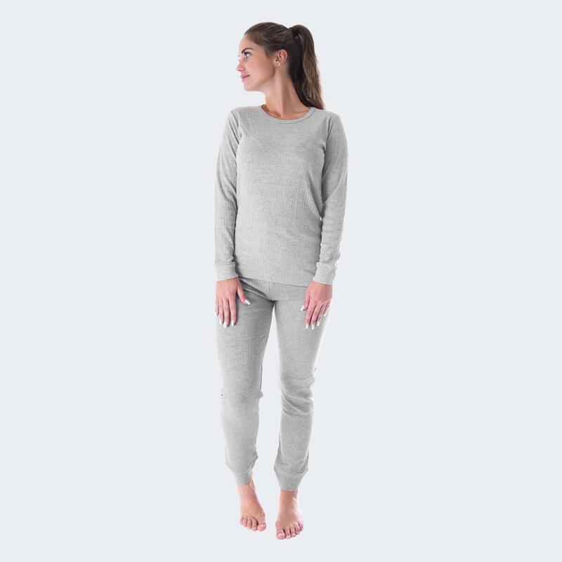 Set intimo termico | Donna | Maglietta + pantaloni | Pile interno | Grigio