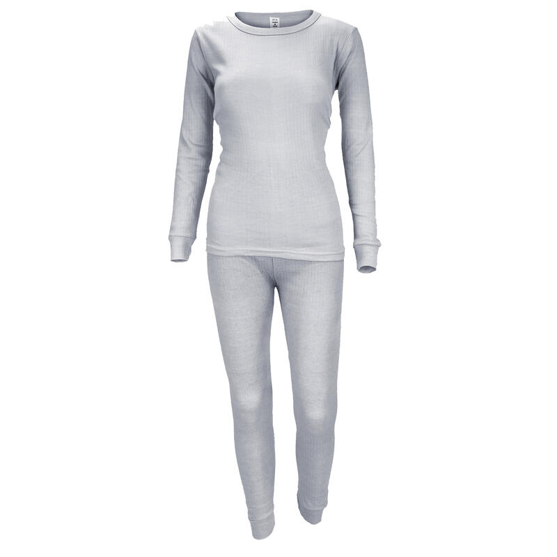 Ropa interior térmica set | Mujer | Camiseta + pantalón | Forro polar | Gris