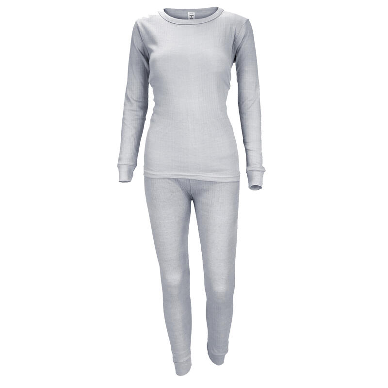 Thermounterwäsche Damen Set | Unterhemd + Unterhose | Innenfleece | Grau