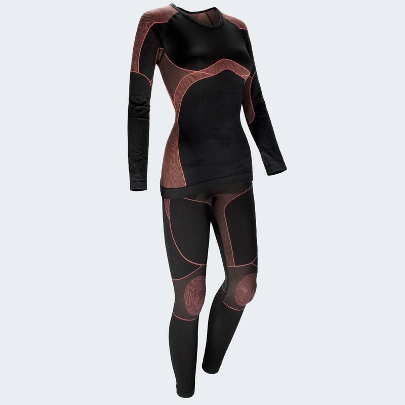 Set sous-vêtements thermiques et fonctionnels | Femmes | Seamless | Noir/Corail