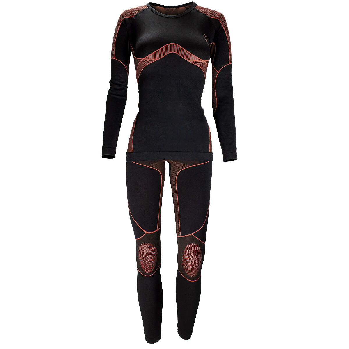 Thermal and functional underwear set | Women | Seamless | Black/Corail