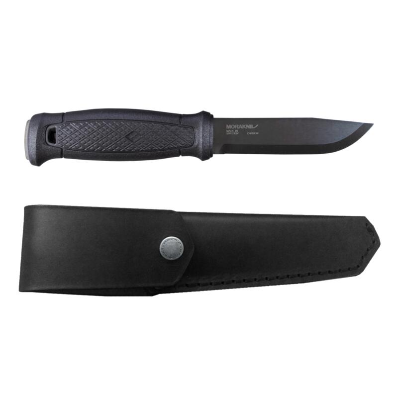 Couteau de survie Garberg carbone noir avec étui en cuir - Noir