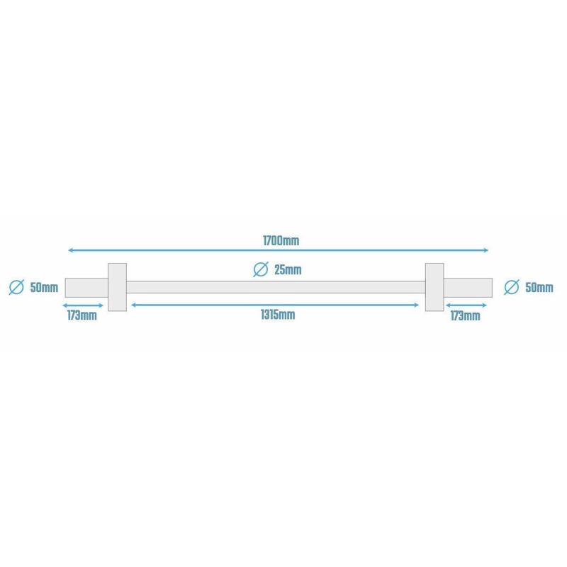 Barre d'haltères olympique Muscle Power - Noir - 170 cm