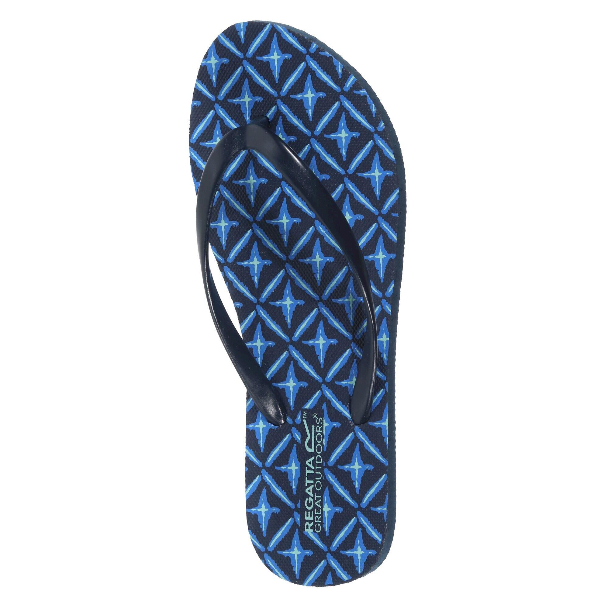 Womens/Ladies Bali Tile Flip Flops (Navy) 4/5