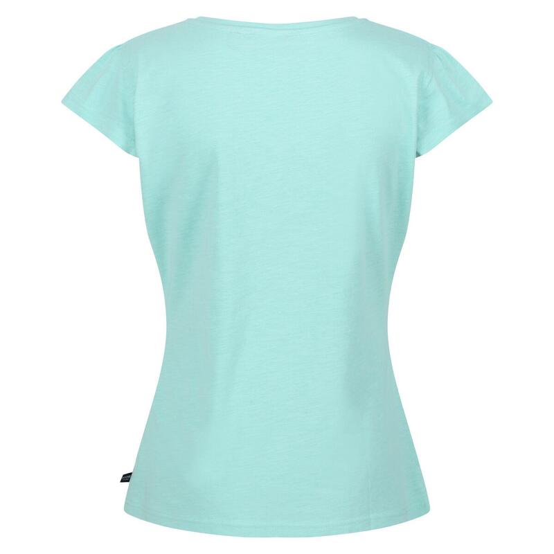 T-Shirt Decote em V Francine Mulher Onda Oceânica