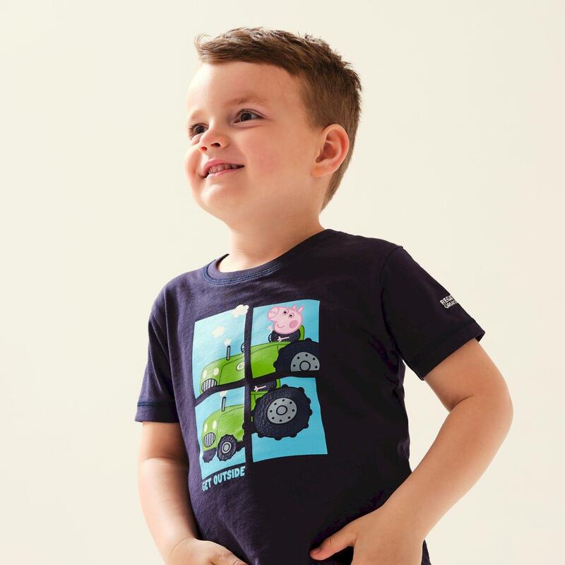Camiseta de Peppa Pig Tractor de Manga Corta para Niños/Niñas Marino