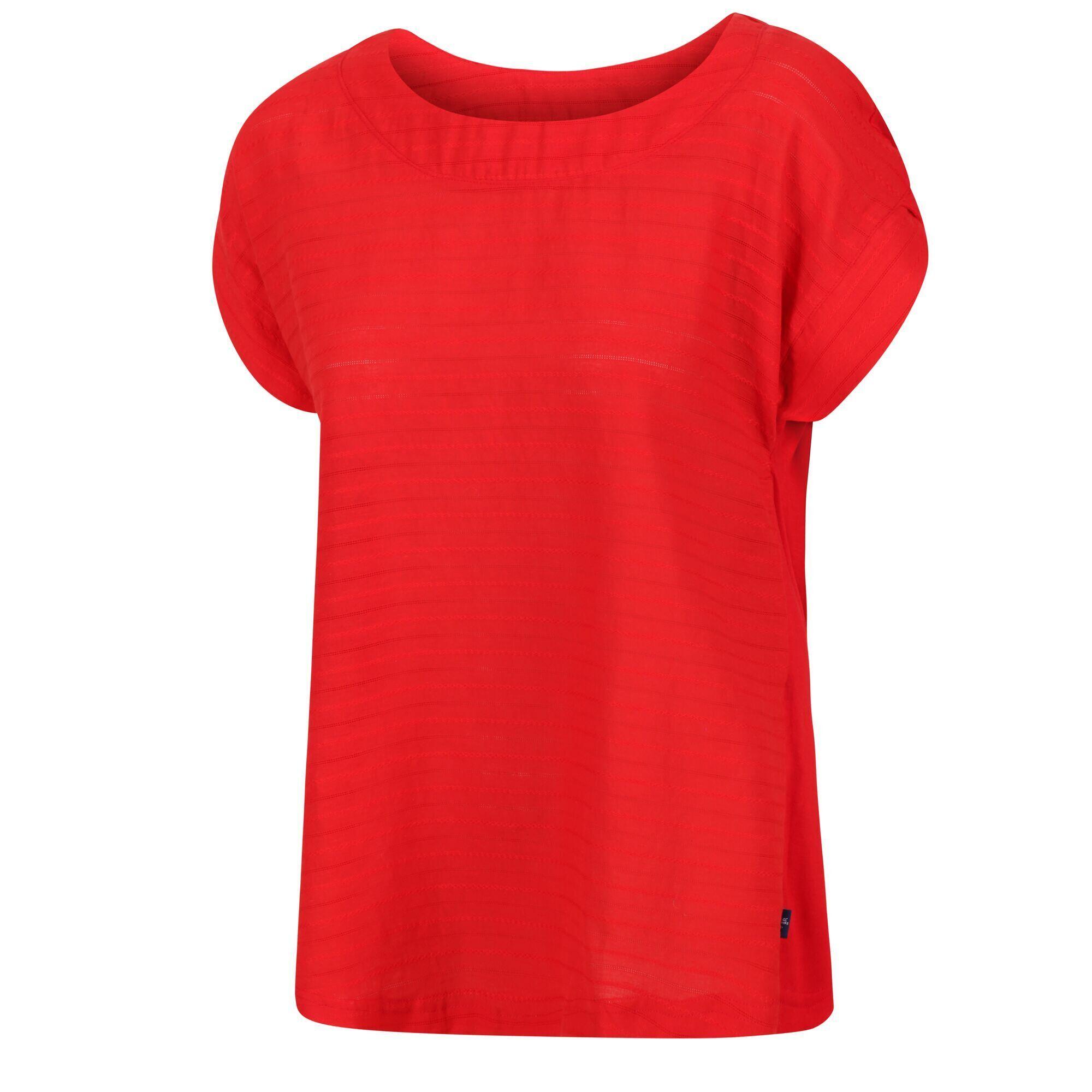 Dames Adine Gestreept Tshirt (Echt rood) 4/5