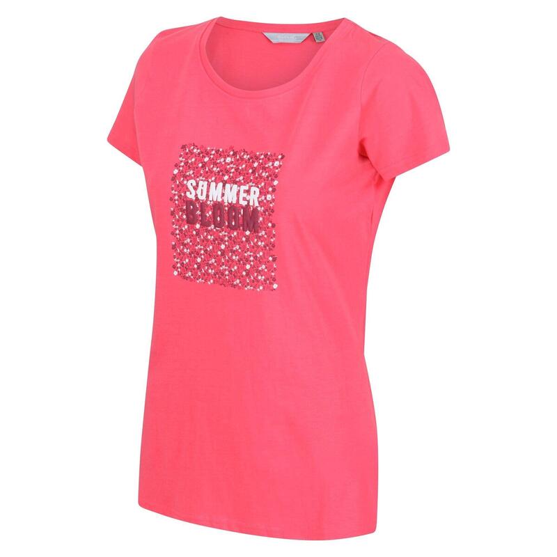 Dames Breezed II Bloemen Tshirt (Tropisch Roze)