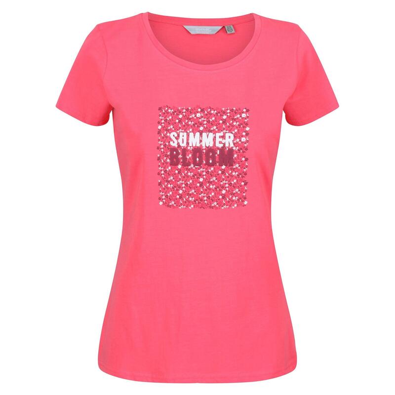 Dames Breezed II Bloemen Tshirt (Tropisch Roze)