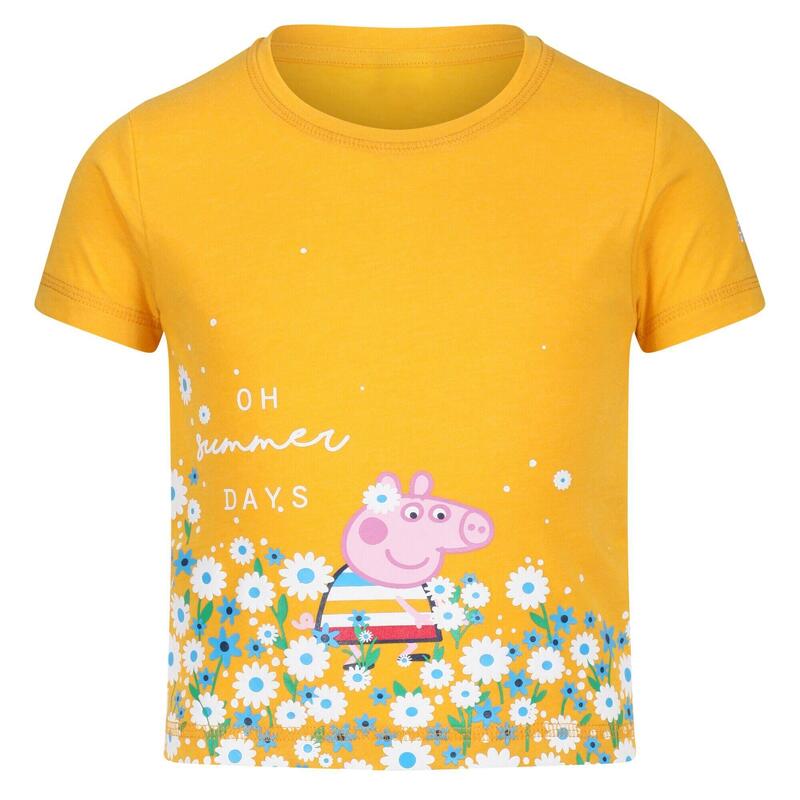 Kinder/Kids Peppa Pig gebloemd Tshirt (Maïs Geel)