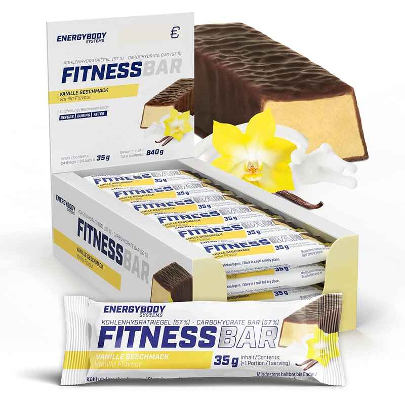 Fitness Bar Vanille, Energieriegel, Kohlenhydrate, Eiweiß & Vitamine, 24 x 35 g