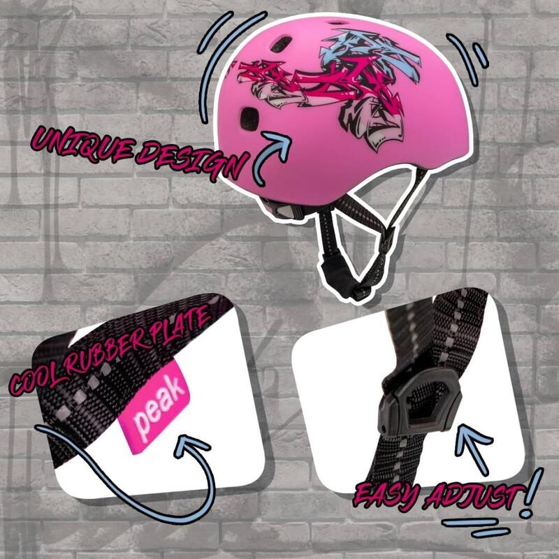 Casco da Skateboard e Bici per Bambini e Adulti | Graffiti Rosa M/L | Omologato