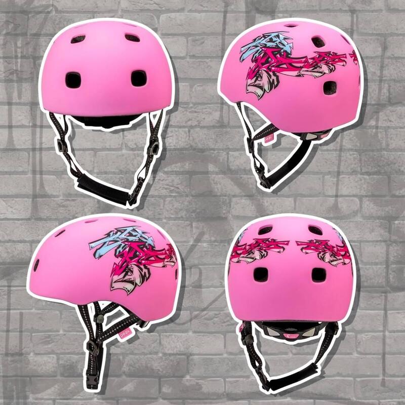 Casco da Skateboard e Bici per Bambini e Adulti | Graffiti Rosa S/M | Omologato