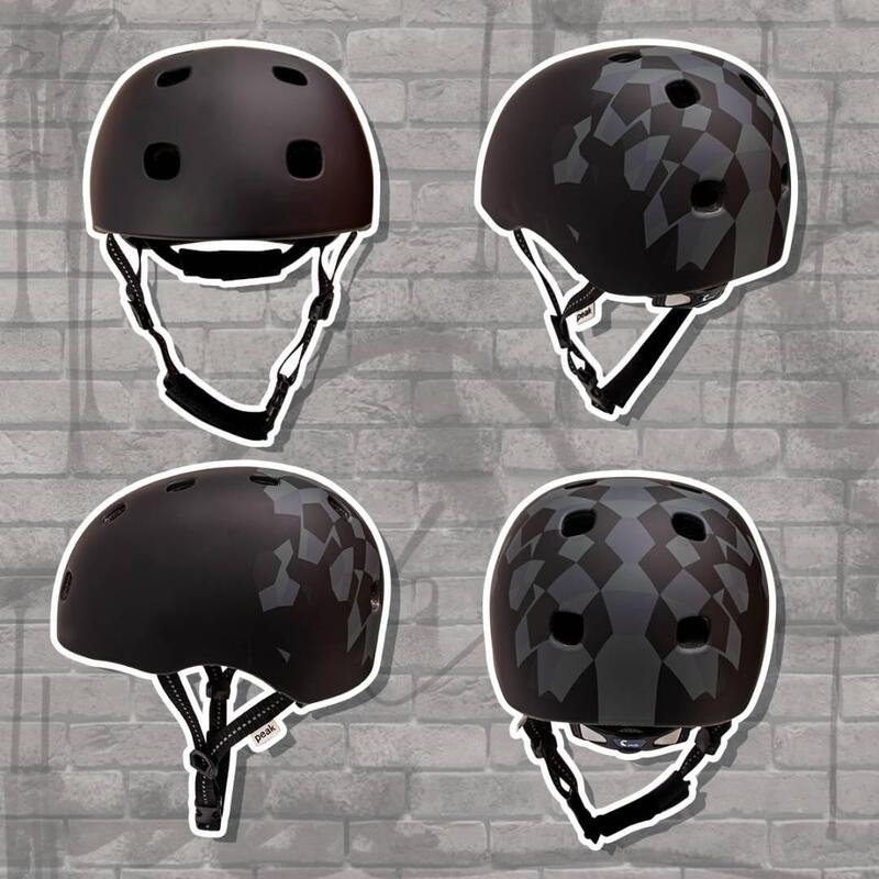 Skater Helm für Teenager und Erwachsene |Schwarze Quadrate M/L | EN1078 Geprüft